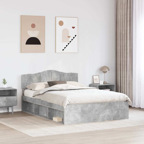 vidaXL Cadre de lit B&eacute;ton 160 x 200 cm Bois de pin massif
