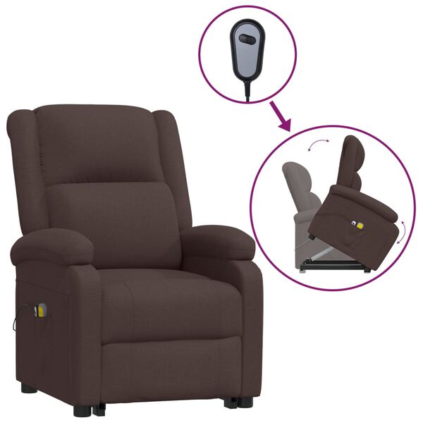 vidaXL Fauteuil de massage Marron fonc&eacute; Tissu