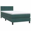 vidaXL Sommier &agrave; lattes de lit et matelas et LED vert fonc&eacute; 90x220 cm velours