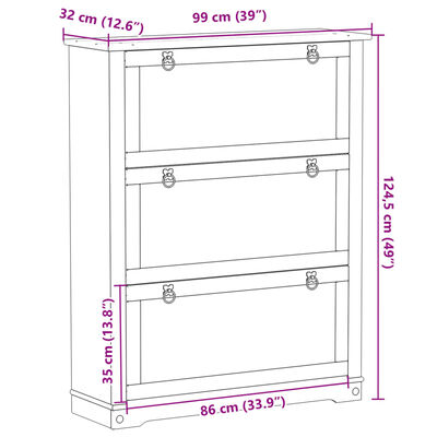 vidaXL Armoire à chaussures Corona 99x32x124,5 cm bois de pin massif