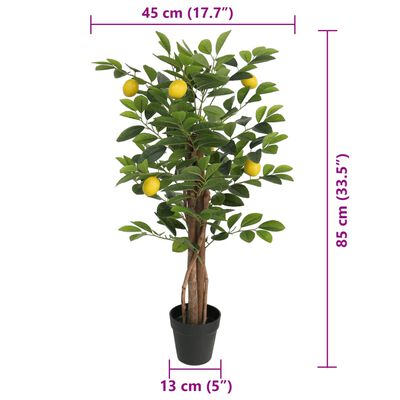 vidaXL Citronnier artificiel avec 3 troncs vert 85 cm PP