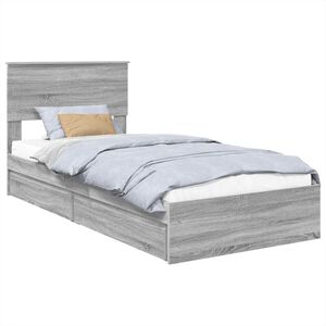 vidaXL Lit de Rangement Gris Sonoma 75 x 190 cm Bois d'ing&eacute;nierie