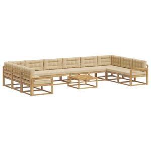 vidaXL Ensemble de canap&eacute;s d'ext&eacute;rieur 11 pc Blanc et Beige