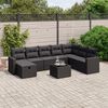 vidaXL Salon de jardin 9 pcs avec coussins noir r&eacute;sine tress&eacute;e