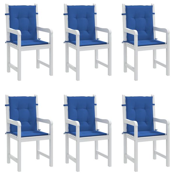 vidaXL Coussins de chaise de jardin &agrave; dossier bas lot de 6 bleu royal