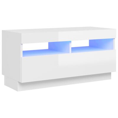 vidaXL Meuble TV avec lumières LED blanc brillant 80x35x40 cm