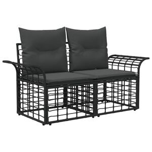 vidaXL Loveseat d'ext&eacute;rieur 2 pcs Noir et Gris fonc&eacute; polyrotin