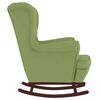 vidaXL Fauteuil &agrave; bascule &agrave; oreilles en velours vert clair bois massif