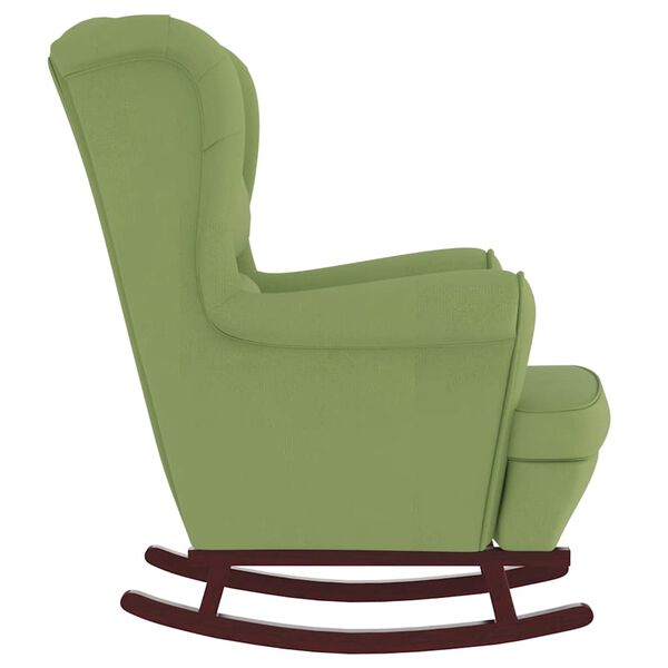 vidaXL Fauteuil &agrave; bascule &agrave; oreilles en velours vert clair bois massif