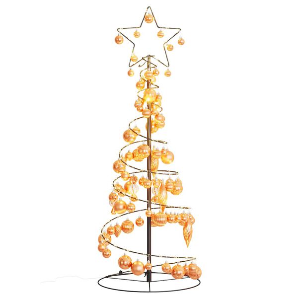 vidaXL Sapin de No&euml;l &agrave; LED avec boules 80 LED blanc chaud 120 cm