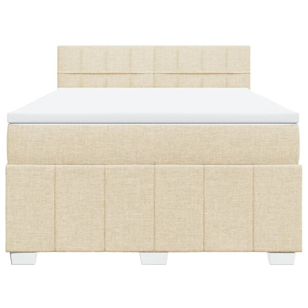 vidaXL Sommier &agrave; lattes de lit avec matelas Cr&egrave;me 140x200 cm Tissu