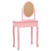 vidaXL Coiffeuse et tabouret Rose 65x36x128 cm Bois de paulownia MDF