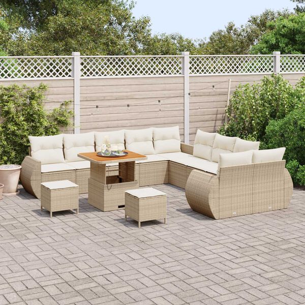 vidaXL Ensemble de canapé de jardin avec coussin 13 pcs beige et crème