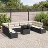 vidaXL Ensemble de canapé de jardin 11 pcs Noir Poly rotin