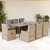 vidaXL Ensemble &agrave; manger de jardin et coussins 9 pcs beige Poly rotin