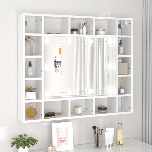 vidaXL Armoire de miroir avec LED Blanc brillant 91x15x76,5 cm