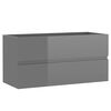 vidaXL Ensemble de meubles de salle de bain Gris brillant Agglom&eacute;r&eacute;