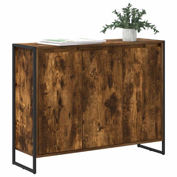 vidaXL Meuble d'appoint Ch&ecirc;ne Fum&eacute; 96,5 x 30 x 75 cm Bois d'ing&eacute;nierie