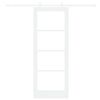 vidaXL Porte coulissante Blanc 78 x 202 cm Bois de pin massif et verre