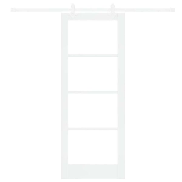 vidaXL Porte coulissante Blanc 78 x 202 cm Bois de pin massif et verre