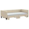 vidaXL Lit de jour avec gigogne et matelas cr&egrave;me 90x200 cm tissu