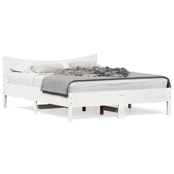 vidaXL Cadre de lit sans matelas blanc 150x200 cm bois de pin massif