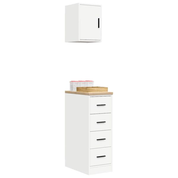 vidaXL Armoires de garage 2 pcs blanc bois d'ing&eacute;nierie
