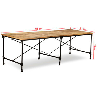 vidaXL Table à manger Bois de manguier massif 240 cm