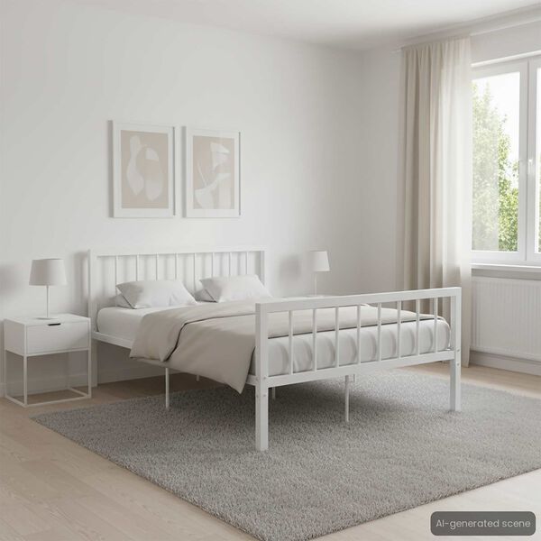 vidaXL Cadre de lit sans matelas blanc m&eacute;tal 120x200 cm