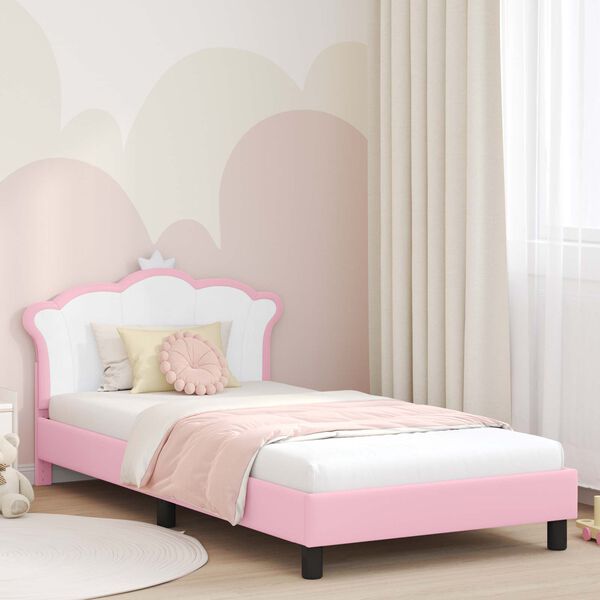 vidaXL Cadre de lit pour enfants avec t&ecirc;te de lit Rose 80 x 200 cm PU