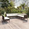 vidaXL Salon de jardin 9 pcs avec coussins r&eacute;sine tress&eacute;e marron
