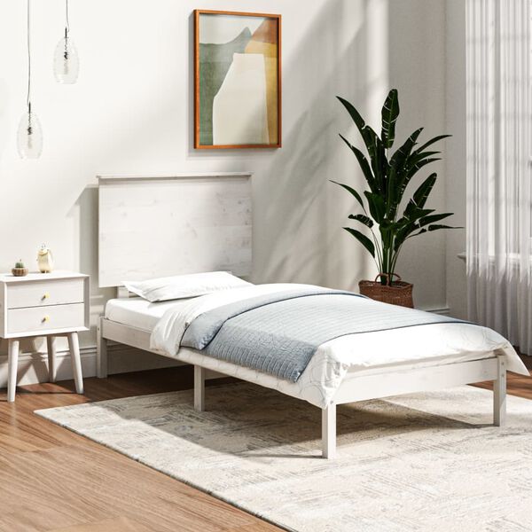 vidaXL Cadre de lit sans matelas blanc 100x200 cm bois de pin massif