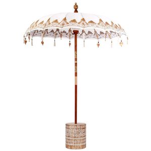 vidaXL Parasol balinais avec base Cr&egrave;me 185 x 185 x 260 cm