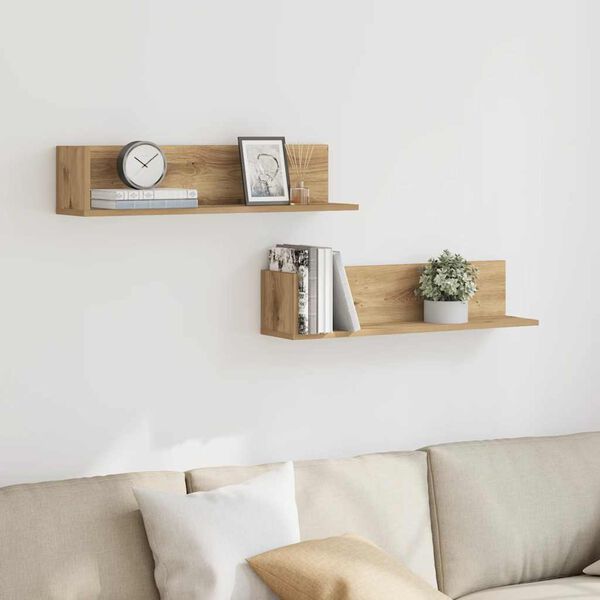vidaXL &Eacute;tag&egrave;res murales 2 pcs ch&ecirc;ne artisanal 75x16,5x16,5 cm