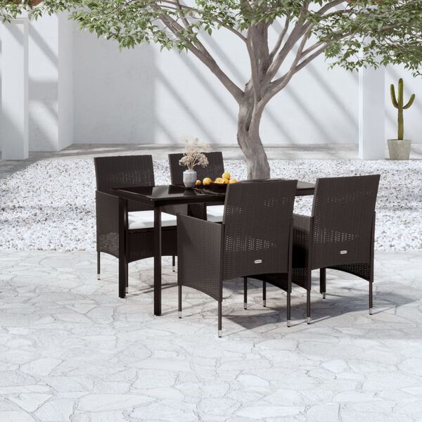 vidaXL Ensemble &agrave; manger de jardin avec coussins 5 pcs Noir