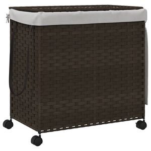 vidaXL Panier &agrave; linge avec roulettes marron fonc&eacute; 60x35x60,5 cm
