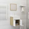 vidaXL Ensemble de meubles de bain 2 pcs Blanc/ch&ecirc;ne sonoma Agglom&eacute;r&eacute;