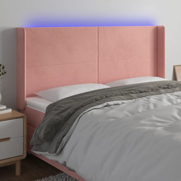 vidaXL T&ecirc;te de lit &agrave; LED Rose 203x16x118/128 cm Velours