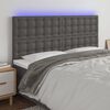 vidaXL T&ecirc;te de lit &agrave; LED Gris 200x5x118/128 cm Similicuir