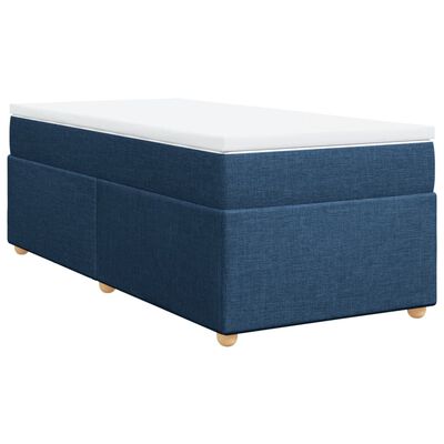 vidaXL Sommier à lattes de lit avec matelas Bleu 90x200 cm Tissu