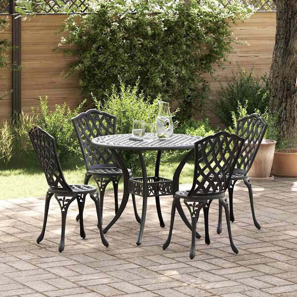 vidaXL Ensemble de salle à manger pour jardin 5 pcs Noir