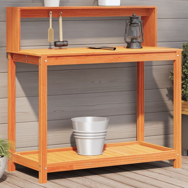 vidaXL Table de rempotage avec &eacute;tag&egrave;res marron bois massif de pin