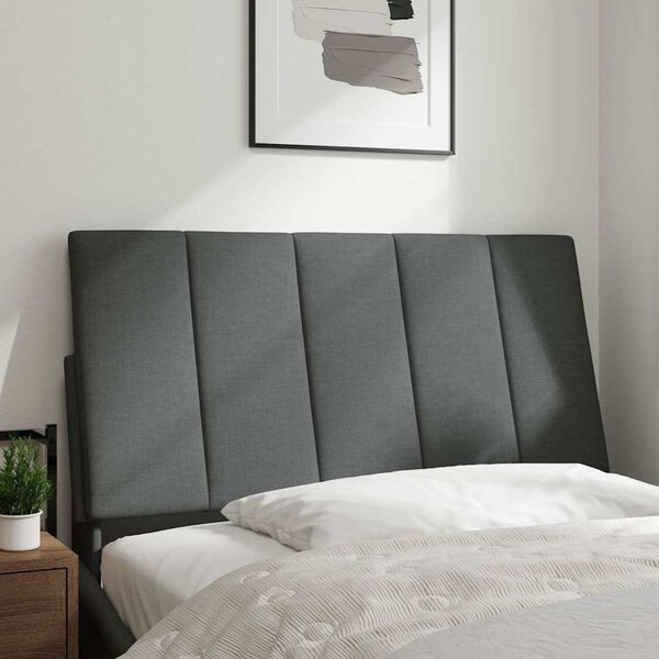 vidaXL Coussin de t&ecirc;te de lit Hanko gris fonc&eacute; 100 cm tissu