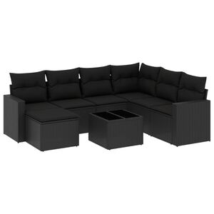 vidaXL Salon de jardin 8 pcs avec coussins noir r&eacute;sine tress&eacute;e
