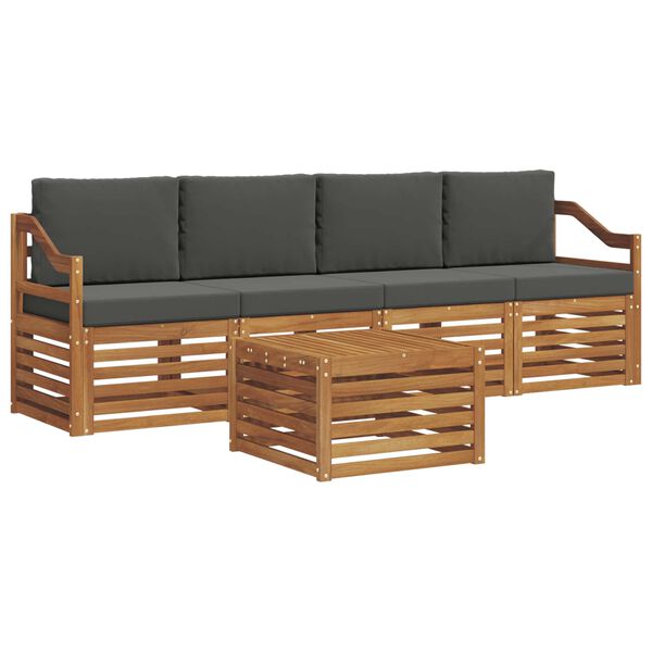 vidaXL Ensembles de canap&eacute;s avec coussin 5 pcs Naturel et Anthracite