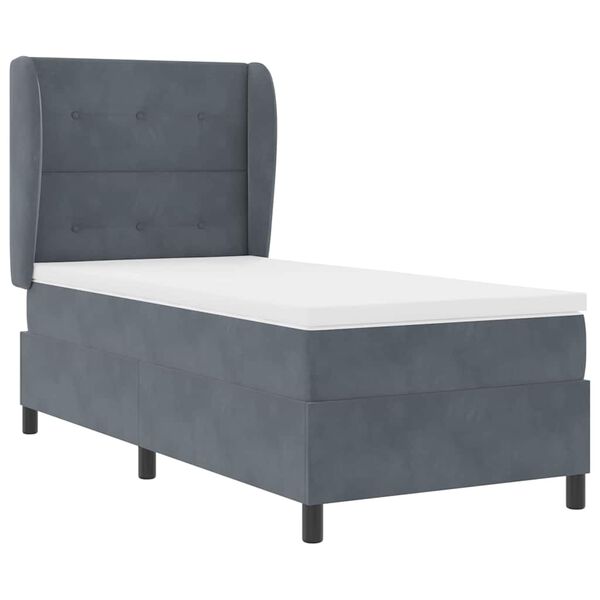 vidaXL Lit &agrave; ressorts avec matelas Gris fonc&eacute; 200 x 100 cm Polyester