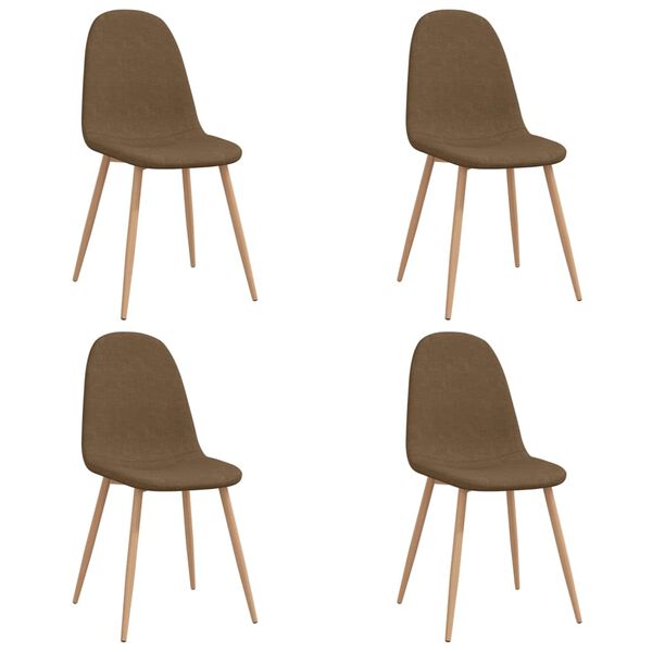 vidaXL Chaises &agrave; manger lot de 4 marron tissu