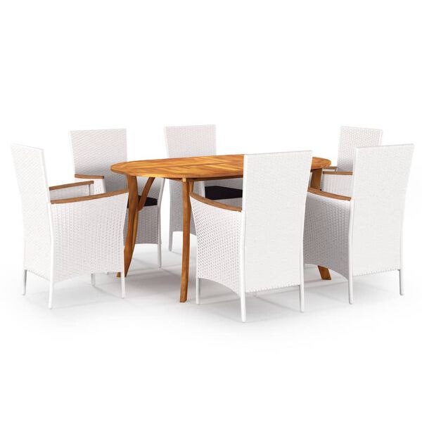 vidaXL Ensemble &agrave; manger de jardin 7 pcs Blanc