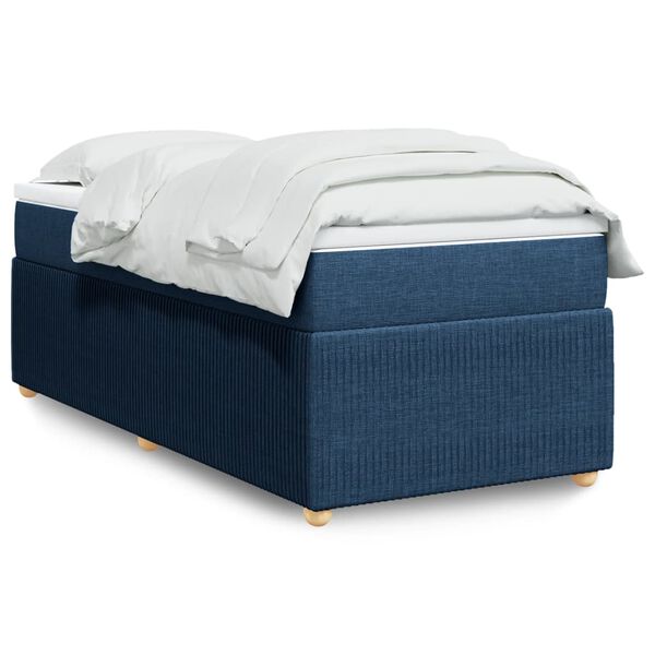 vidaXL Sommier à lattes de lit avec matelas Bleu 100x200 cm Tissu