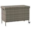 vidaXL Bo&icirc;te de rangement de jardin et roues gris r&eacute;sine tress&eacute;e
